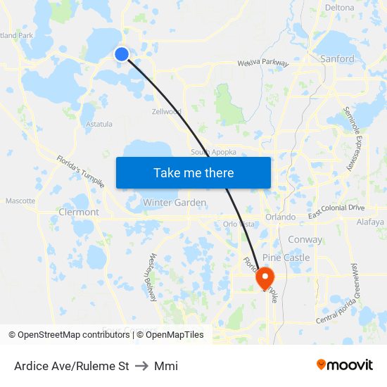 Ardice Ave/Ruleme St to Mmi map