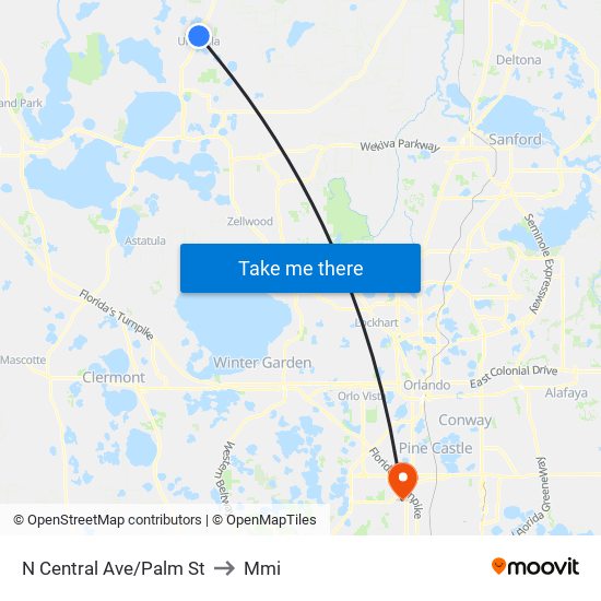 N Central Ave/Palm St to Mmi map