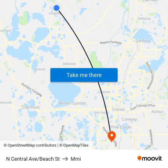 N Central Ave/Beach St to Mmi map