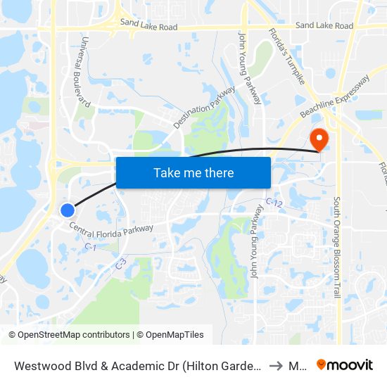 Westwood Blvd & Academic Dr (Hilton Garden Inn) to Mmi map