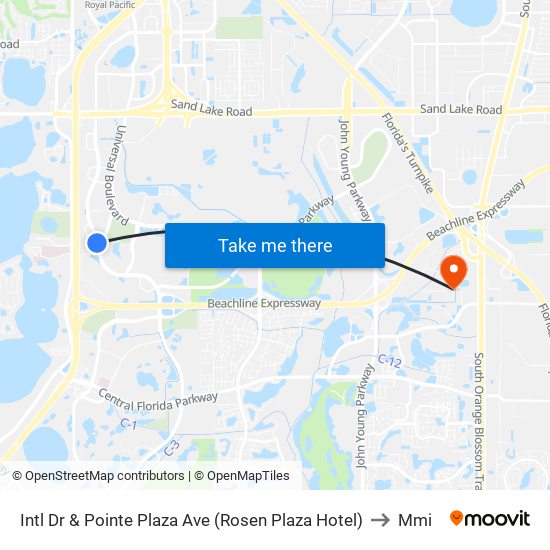 Intl Dr & Pointe Plaza Ave (Rosen Plaza Hotel) to Mmi map