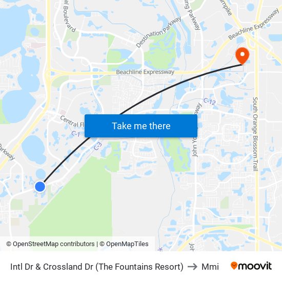 Intl Dr & Crossland Dr (The Fountains Resort) to Mmi map