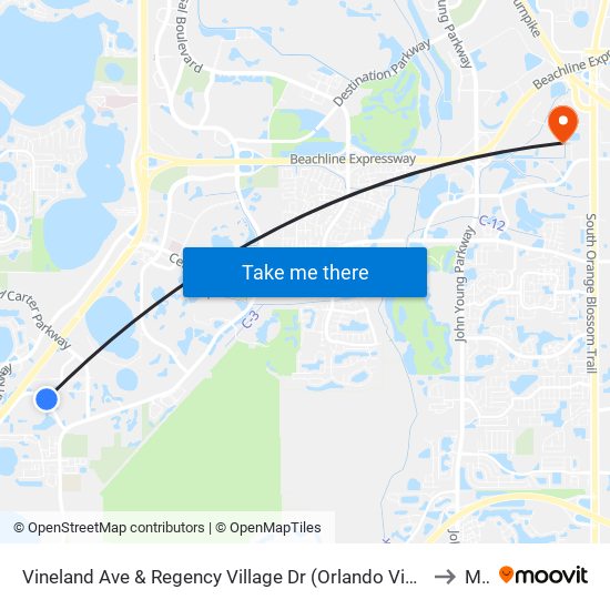 Vineland Ave & Regency Village Dr (Orlando Vineland Premium Outlets) to Mmi map