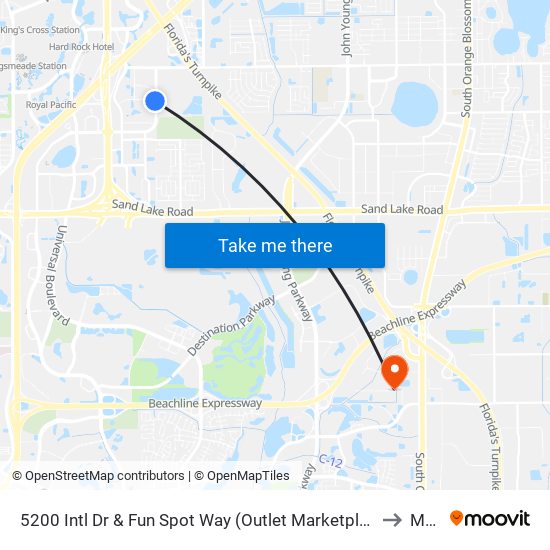 5200 Intl Dr  & Fun Spot Way (Outlet Marketplace) to Mmi map