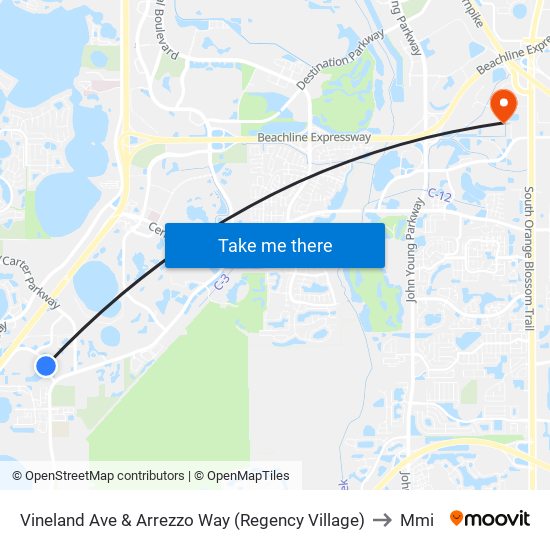 Vineland Ave & Arrezzo Way (Regency Village) to Mmi map