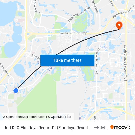 Intl Dr & Floridays Resort Dr (Floridays Resort Orlando) to Mmi map