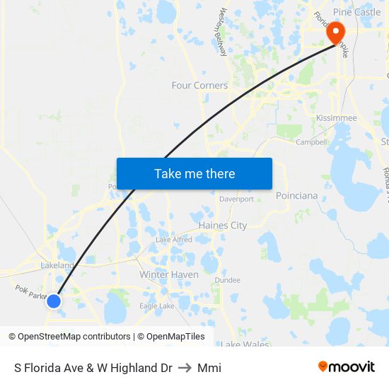 S Florida Ave & W Highland Dr to Mmi map