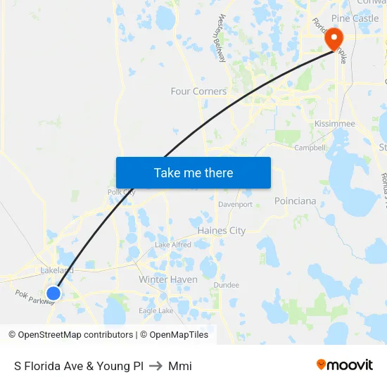 S Florida Ave & Young Pl to Mmi map