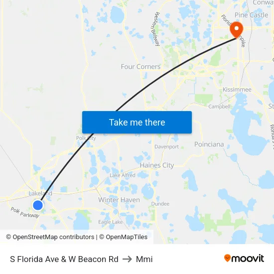 S Florida Ave & W Beacon Rd to Mmi map