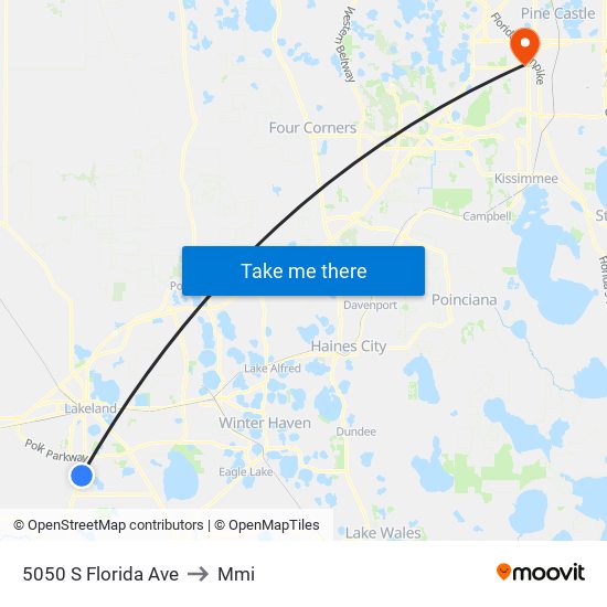 5050 S Florida Ave to Mmi map