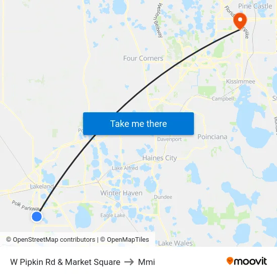 W Pipkin Rd & Market Square to Mmi map