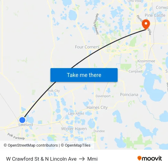 W Crawford St & N Lincoln Ave to Mmi map