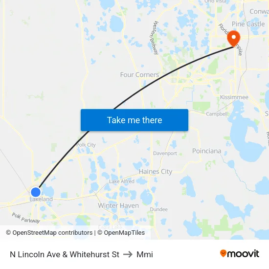 N Lincoln Ave & Whitehurst St to Mmi map