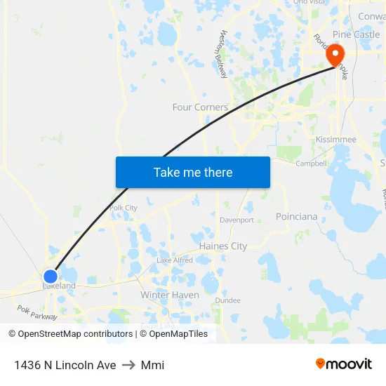 1436 N Lincoln Ave to Mmi map