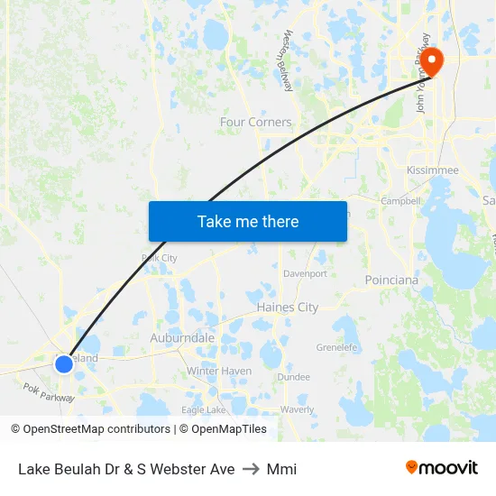 Lake Beulah Dr & S Webster Ave to Mmi map