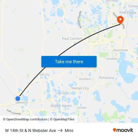 W 14th St & N Webster Ave to Mmi map