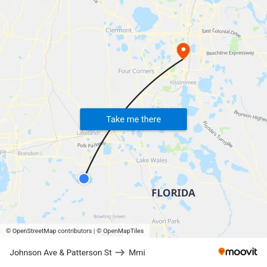 Johnson Ave & Patterson St to Mmi map