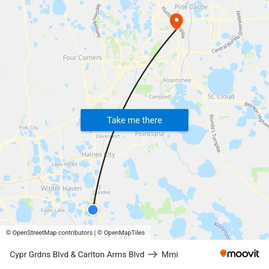 Cypr Grdns Blvd & Carlton Arms Blvd to Mmi map