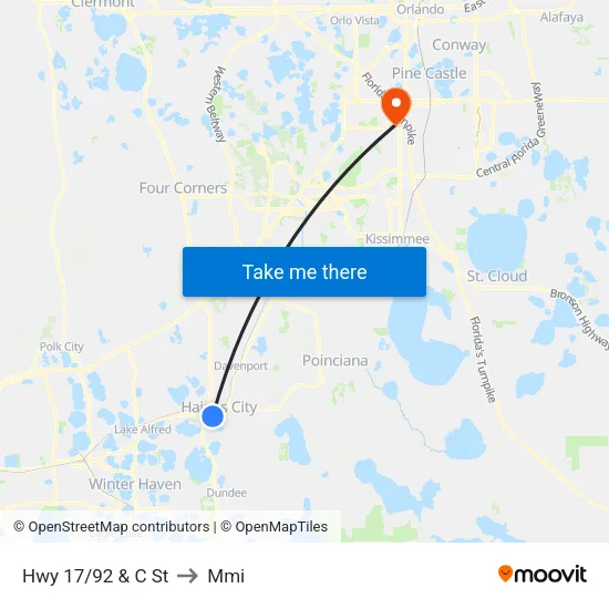 Hwy 17/92 & C St to Mmi map
