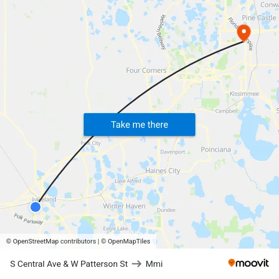 S Central Ave & W Patterson St to Mmi map