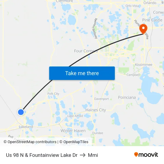 Us 98 N & Fountainview Lake Dr to Mmi map