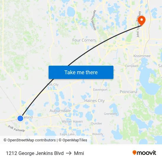 1212 George Jenkins Blvd to Mmi map