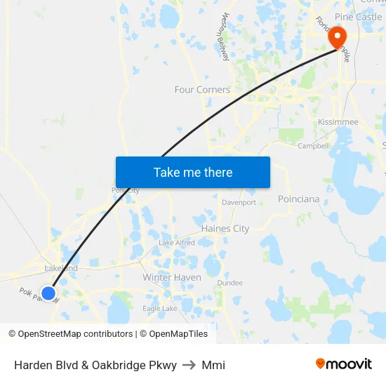 Harden Blvd & Oakbridge Pkwy to Mmi map