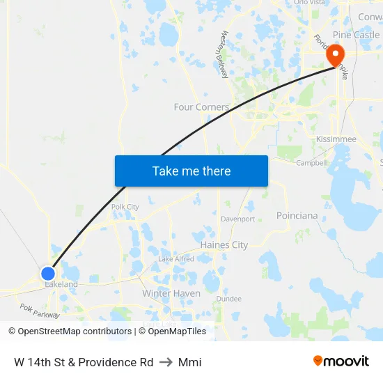 W 14th St & Providence Rd to Mmi map