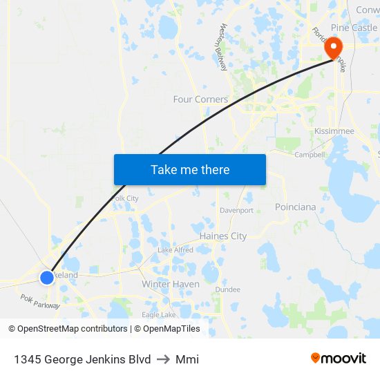 1345 George Jenkins Blvd to Mmi map