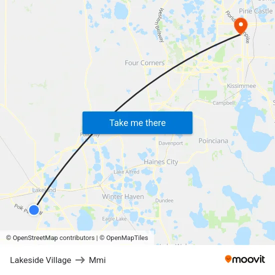 Lakeside Village to Mmi map