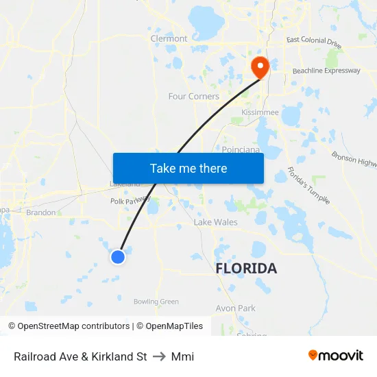 Railroad Ave & Kirkland St to Mmi map