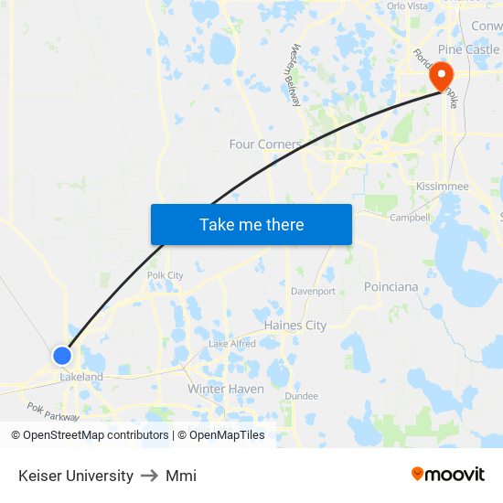 Keiser University to Mmi map