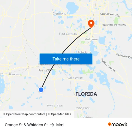 Orange St & Whidden St to Mmi map