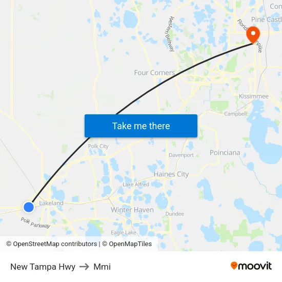 New Tampa Hwy to Mmi map