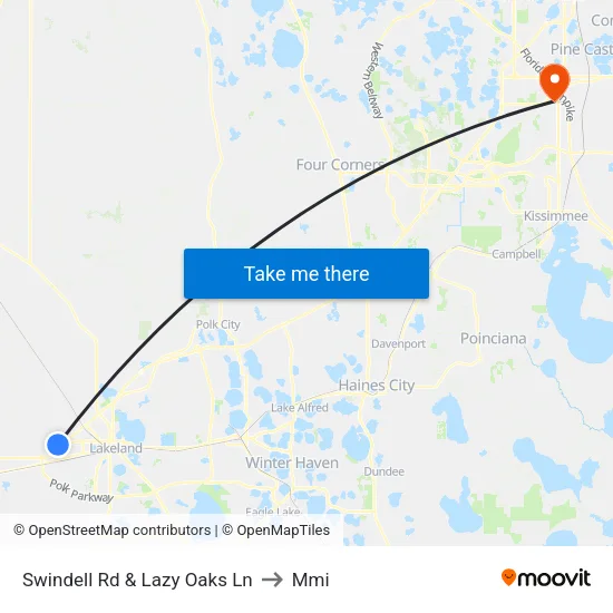 Swindell Rd & Lazy Oaks Ln to Mmi map