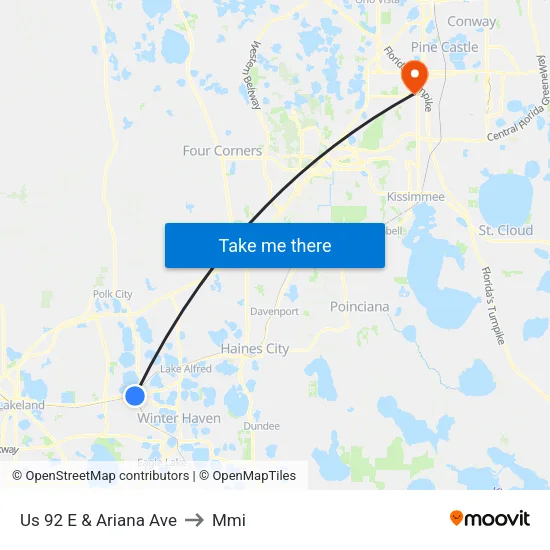 Us 92 E & Ariana Ave to Mmi map