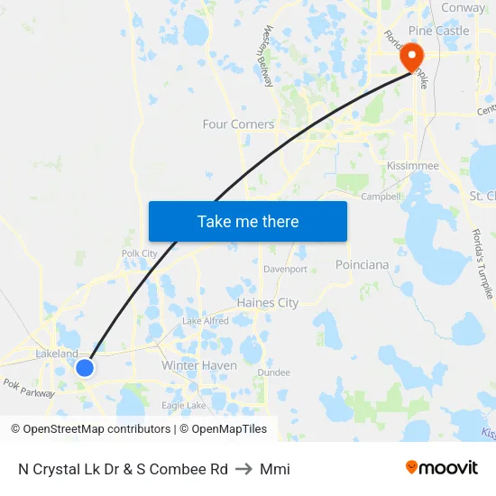 N Crystal Lk Dr & S Combee Rd to Mmi map