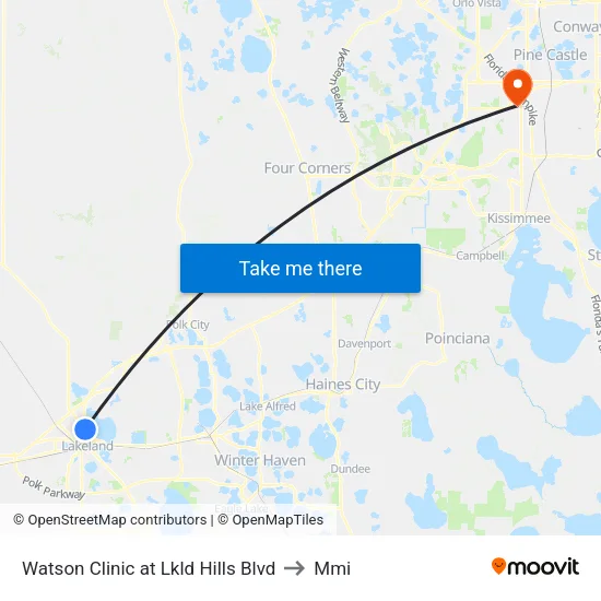 Watson Clinic at Lkld Hills Blvd to Mmi map