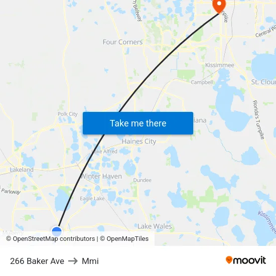 266 Baker Ave to Mmi map