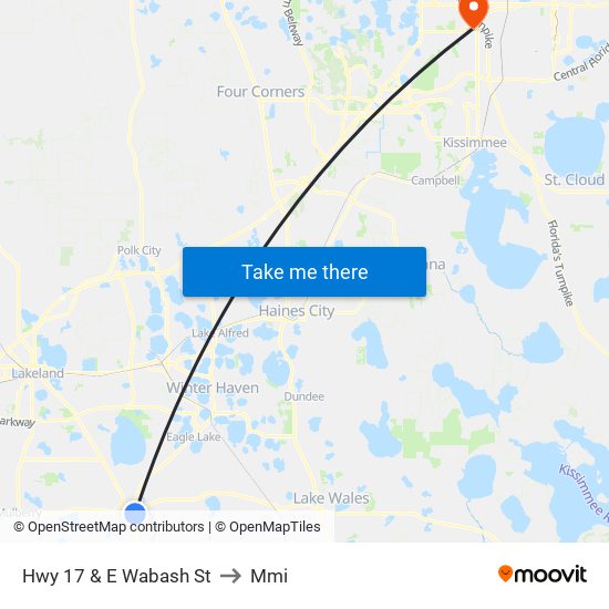 Hwy 17 & E Wabash St to Mmi map