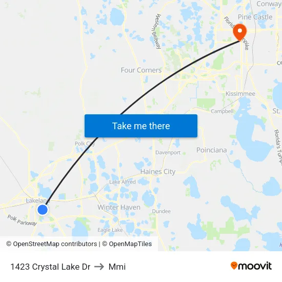 1423 Crystal Lake Dr to Mmi map