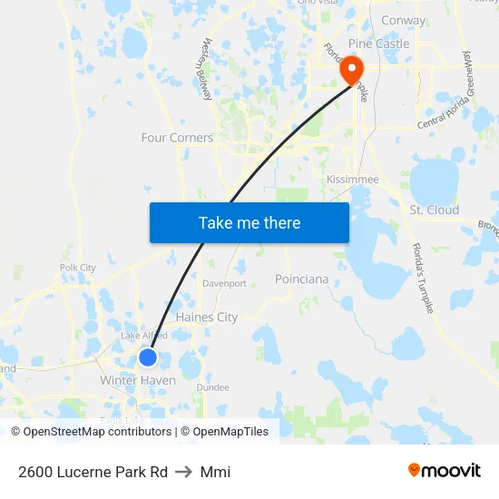 2600 Lucerne Park Rd to Mmi map