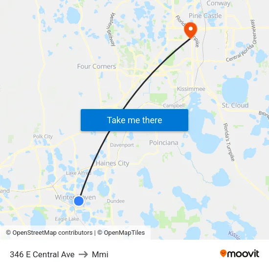 346 E Central Ave to Mmi map