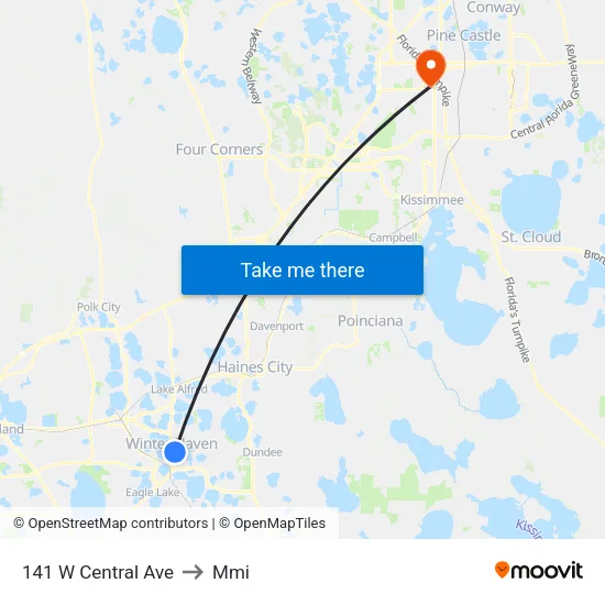 141 W Central Ave to Mmi map