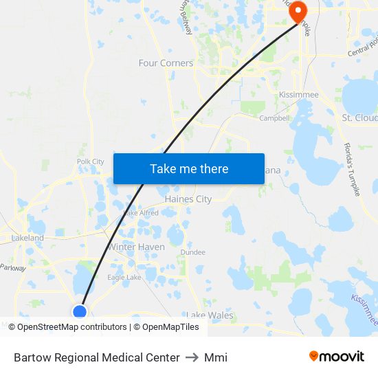 Bartow Regional Medical Center to Mmi map