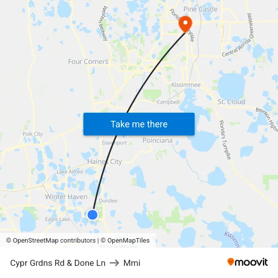 Cypr Grdns Rd & Done Ln to Mmi map
