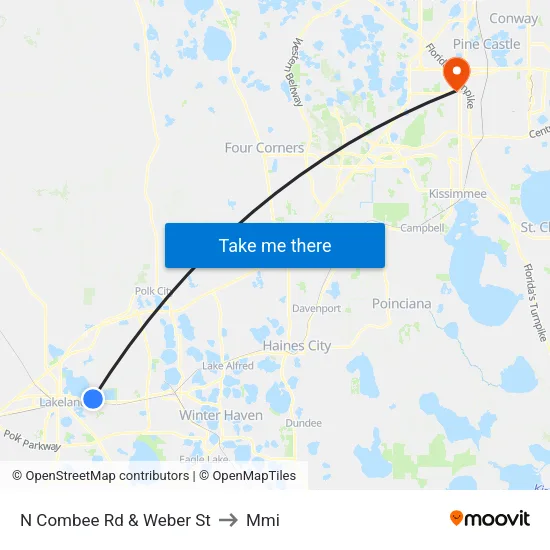 N Combee Rd & Weber St to Mmi map