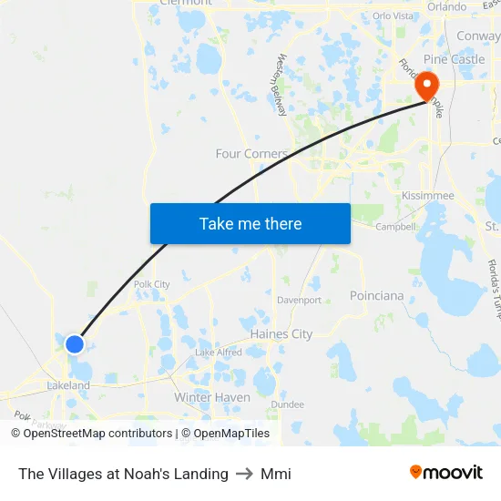 The Villages at Noah's Landing to Mmi map