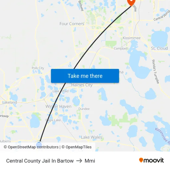 Central County Jail In Bartow to Mmi map