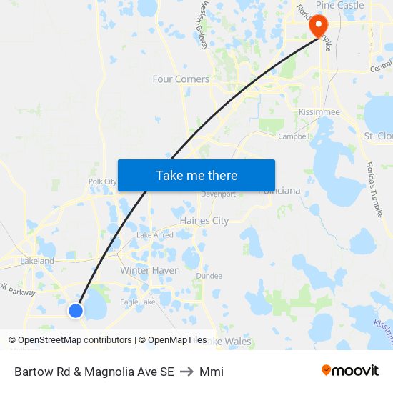 Bartow Rd & Magnolia Ave SE to Mmi map